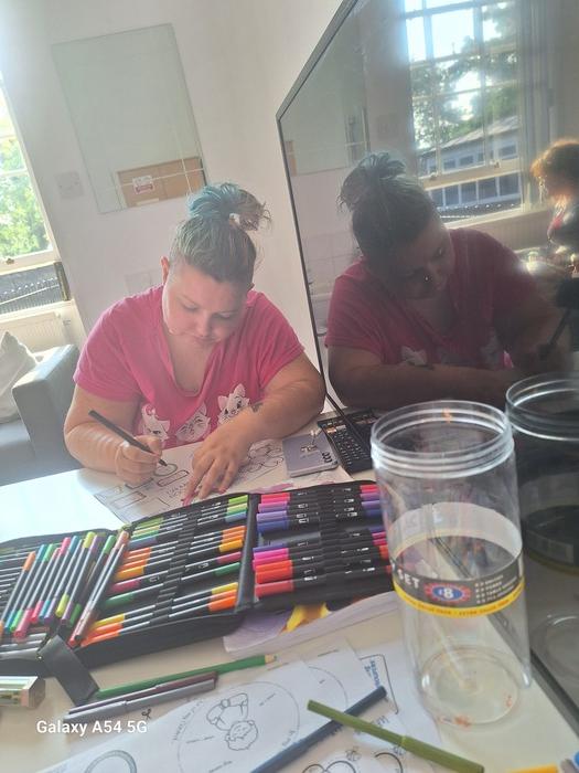 Resident enjoying arts and crafts